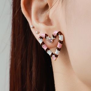 Pretty Christmas Heart-Shaped Candy Canes Rhinestone Earrings!